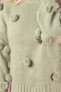 Pom Pom Chunky Oversized Knit Sweater Top
