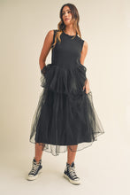Load image into Gallery viewer, Sleeveless Tulle Contrasted Midi Dress