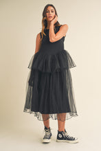 Load image into Gallery viewer, Sleeveless Tulle Contrasted Midi Dress