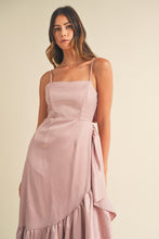 Load image into Gallery viewer, Frill Detail Asymmetric Hem Line Midi Dress