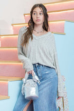 Load image into Gallery viewer, Striped Drop Shoulder V-neck Knit Top