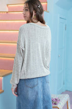 Load image into Gallery viewer, Striped Drop Shoulder V-neck Knit Top