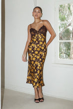 Load image into Gallery viewer, Floral Long Dress with Trim on Top