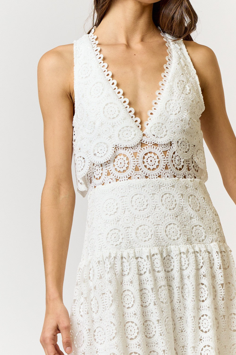 Lace Scalloped Sleevless Maxi Cress Gusset America Lace Scalloped Sleevless Maxi Cress Gusset America