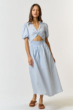 Load image into Gallery viewer, Stripe Twist Front Cut-out Smocked Waist Dress