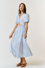 Load image into Gallery viewer, Stripe Twist Front Cut-out Smocked Waist Dress