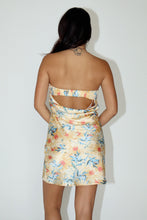 Load image into Gallery viewer, Golden Flower Satin Back Cowl Dress