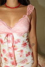 Load image into Gallery viewer, Pink Rose Mesh Lace Top Long Dress