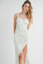 Load image into Gallery viewer, Floral Ruched Midi Corset Dress