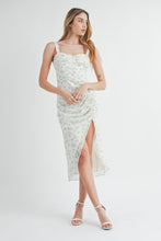 Load image into Gallery viewer, Floral Ruched Midi Corset Dress