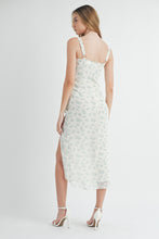 Load image into Gallery viewer, Floral Ruched Midi Corset Dress