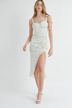 Load image into Gallery viewer, Floral Ruched Midi Corset Dress