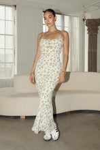 Load image into Gallery viewer, Green Floral Bias-Cut Long Dress