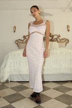 Load image into Gallery viewer, Lace Mesh Contrast Ditsy Floral Long Dress