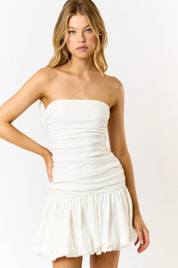 Tube Riffle Mini Dress with Bubble Ruffle Hem