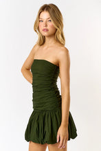 Load image into Gallery viewer, Tube Riffle Mini Dress with Bubble Ruffle Hem