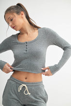 Load image into Gallery viewer, Brushed Hacci Button Henley Top