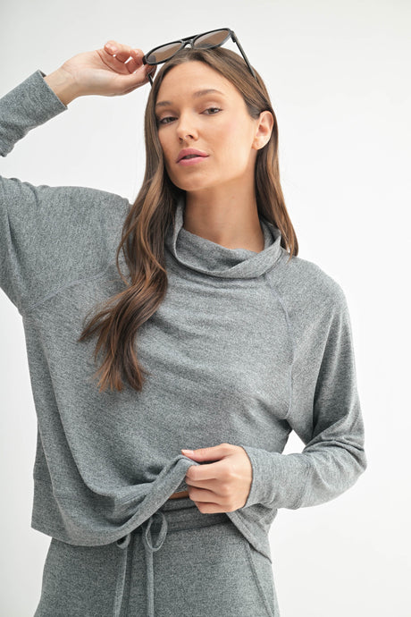 Brushed Hacci Cowl Neck Pullover