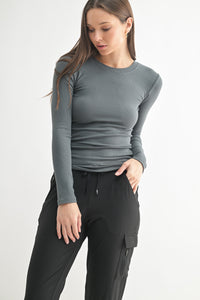 Essential Long Sleeve Micro Ribbed Athleisure Top