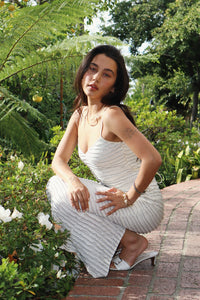 Textured Slip Dress with Spaghetti Straps