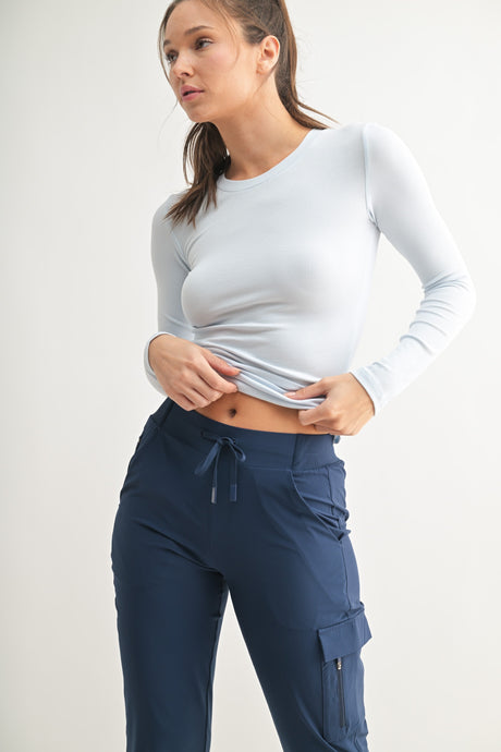 Essential Long Sleeve Micro Ribbed Athleisure Top