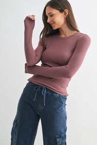 Essential Long Sleeve Micro Ribbed Athleisure Top