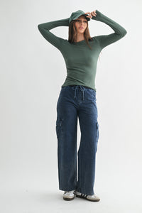 Essential Long Sleeve Micro Ribbed Athleisure Top