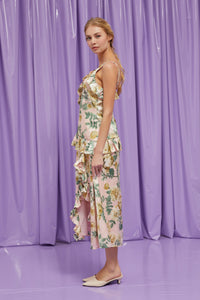 Floral Ruffle Sleeveless Midi Dress