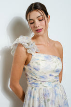 Load image into Gallery viewer, Floral One-shoulder Dots Chiffon Maxi Dress