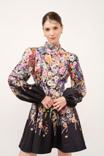 Load image into Gallery viewer, Long Puff Sleeve Floral Print Mini Dress
