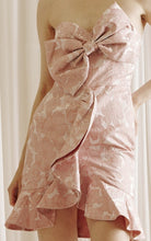 Load image into Gallery viewer, Large Floral Print Bow Glam Mini Dress