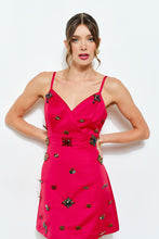 Load image into Gallery viewer, Sleeveless Embellished Jewel Satin Mini Dress