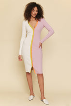 Load image into Gallery viewer, Color Blocked Long Sweater Dress Cardigan