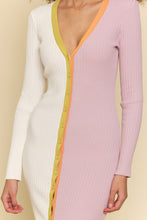 Load image into Gallery viewer, Color Blocked Long Sweater Dress Cardigan
