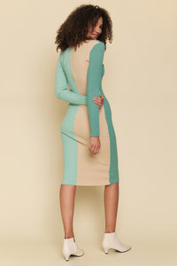 Color Blocked Long Sweater Dress Cardigan