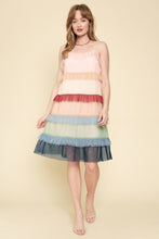 Load image into Gallery viewer, Color Blocked Mesh Ruffle Dress