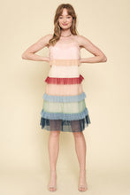 Load image into Gallery viewer, Color Blocked Mesh Ruffle Dress