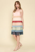 Load image into Gallery viewer, Color Blocked Mesh Ruffle Dress
