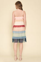 Load image into Gallery viewer, Color Blocked Mesh Ruffle Dress