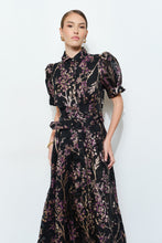 Load image into Gallery viewer, Golden Lurex Floral Jewel Button Maxi Dress