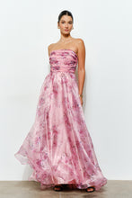 Load image into Gallery viewer, Floral Organza Strapless Ruch Bodice Maxi Dress