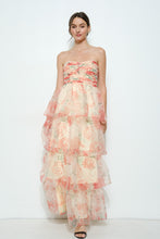 Load image into Gallery viewer, Floral Tiered Strapless Maxi Dress