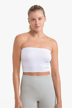 Load image into Gallery viewer, Ribbed Seamless Tube Top with Straps - White