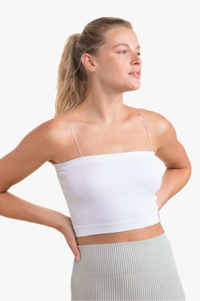 White ribbed tube best sale top
