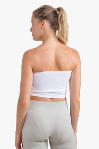 Ribbed Seamless Tube Top with Straps - White