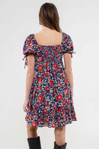 Floral Sweetheart Neck Dress