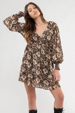 Load image into Gallery viewer, Floral Long Sleeve V-Neck Mini Dress