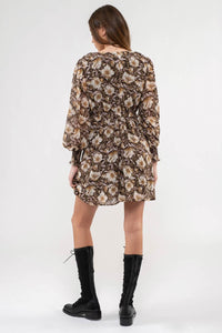 Floral Long Sleeve V-Neck Mini Dress