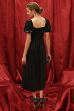 Load image into Gallery viewer, Velvet Corset Puff Sleeve Midi Dress