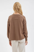 Load image into Gallery viewer, Contrast Stitch Long Sleeve Henley Knit Top